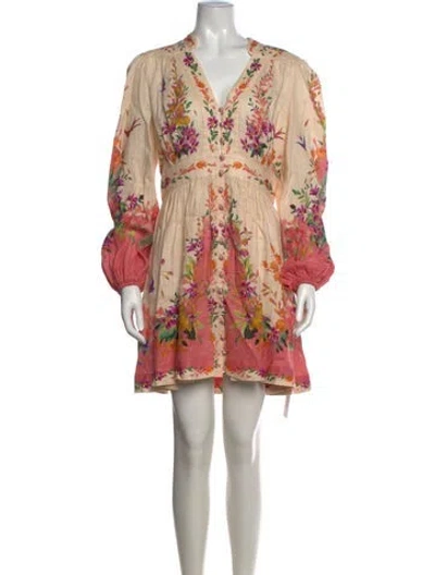 Pre-owned Zimmermann Linen Mini Dress In Multi