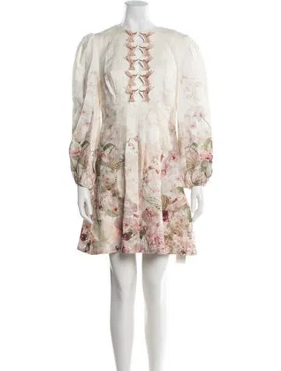 Pre-owned Zimmermann Linen Mini Dress In Multi