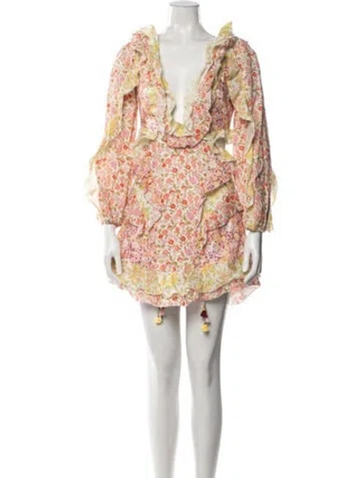 Pre-owned Zimmermann Linen Mini Dress In Multi
