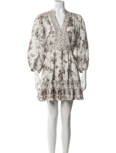Pre-owned Zimmermann Linen Mini Dress In Multi