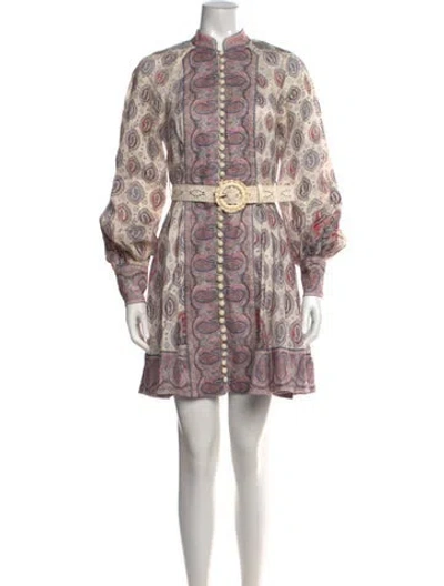 Pre-owned Zimmermann Linen Mini Dress In Multi