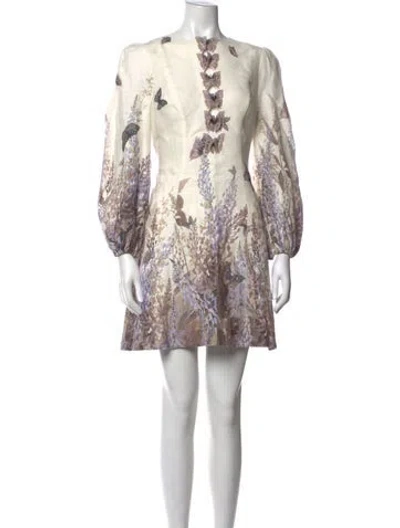 Pre-owned Zimmermann Linen Mini Dress In Multi