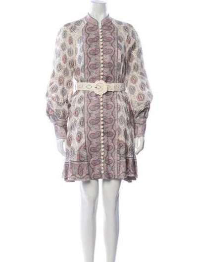 Pre-owned Zimmermann Linen Mini Dress In Multi
