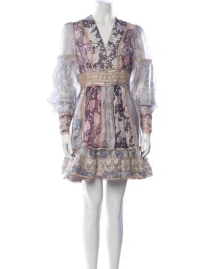 Pre-owned Zimmermann Linen Mini Dress In Multi