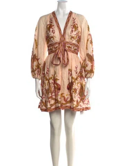 Pre-owned Zimmermann Linen Mini Dress In Multicolor