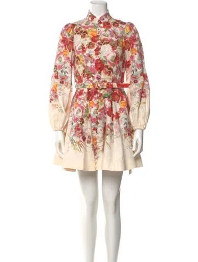 Pre-owned Zimmermann Linen Mini Dress In Multicolor