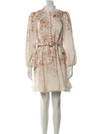 Pre-owned Zimmermann Linen Mini Dress In Multicolor