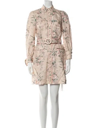 Pre-owned Zimmermann Linen Mini Dress In Multicolor