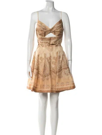 Pre-owned Zimmermann Linen Mini Dress In Multicolor