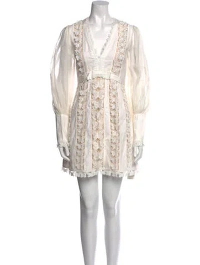 Pre-owned Zimmermann Linen Mini Dress In Neutral