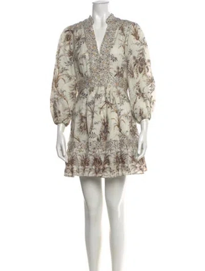 Pre-owned Zimmermann Linen Mini Dress In Neutral