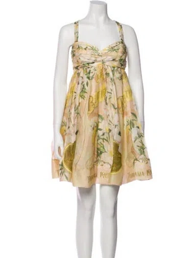 Pre-owned Zimmermann Linen Mini Dress In Neutral