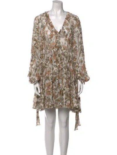 Pre-owned Zimmermann Linen Mini Dress In Neutral