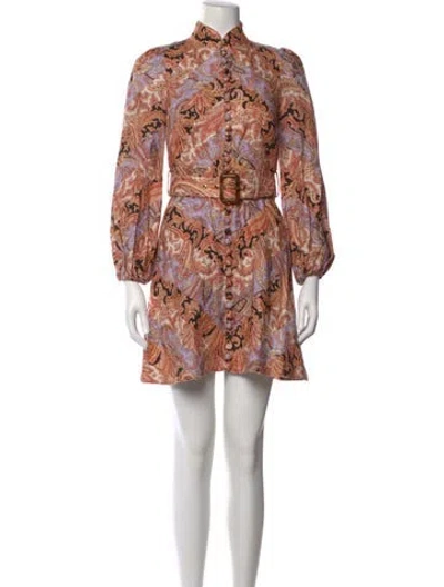 Pre-owned Zimmermann Linen Mini Dress In Neutral