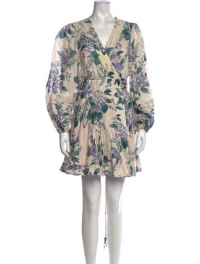 Pre-owned Zimmermann Linen Mini Dress In Neutral
