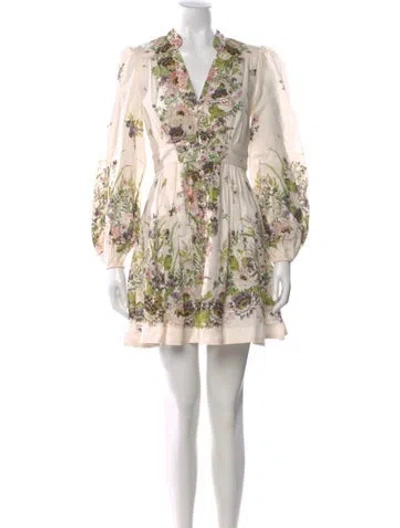 Pre-owned Zimmermann Linen Mini Dress In Neutral