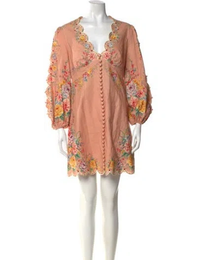 Pre-owned Zimmermann Linen Mini Dress In Neutral
