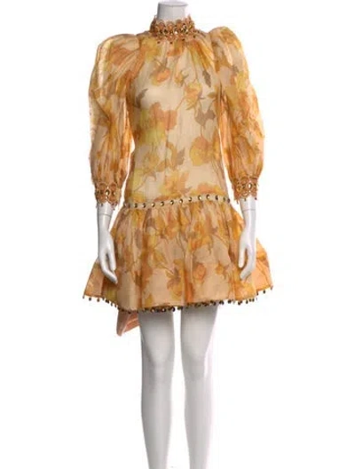 Pre-owned Zimmermann Linen Mini Dress In Neutral