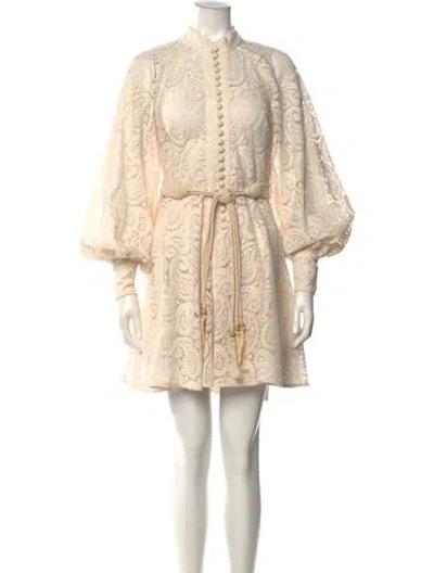 Pre-owned Zimmermann Linen Mini Dress In Neutral