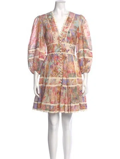Pre-owned Zimmermann Linen Mini Dress In Neutral