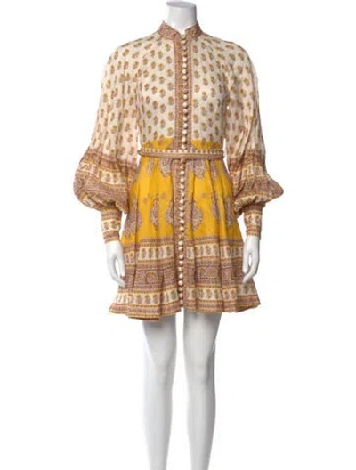 Pre-owned Zimmermann Linen Mini Dress In Neutral