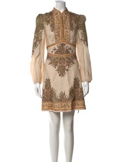Pre-owned Zimmermann Linen Mini Dress In Neutral