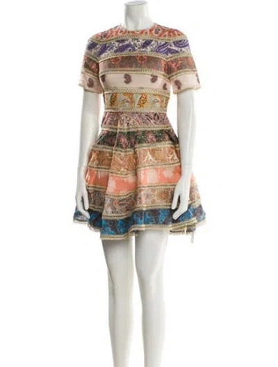 Pre-owned Zimmermann Linen Mini Dress In Neutral