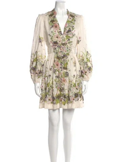 Pre-owned Zimmermann Linen Mini Dress In Neutral