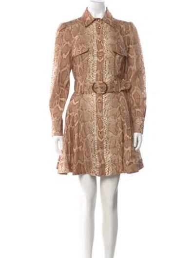 Pre-owned Zimmermann Linen Mini Dress In Neutral