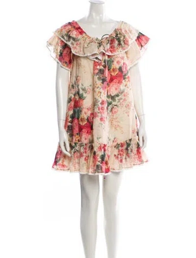 Pre-owned Zimmermann Linen Mini Dress In Neutral
