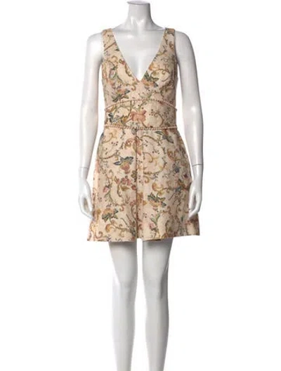 Pre-owned Zimmermann Linen Mini Dress In Neutral