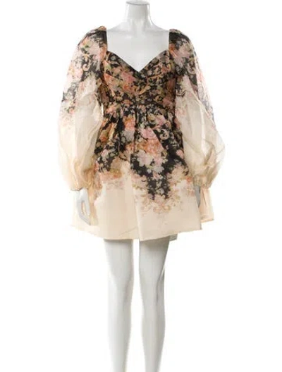 Pre-owned Zimmermann Linen Mini Dress In Neutral