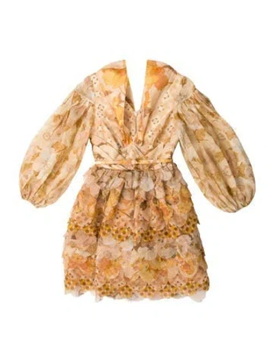 Pre-owned Zimmermann Linen Mini Dress In Neutral