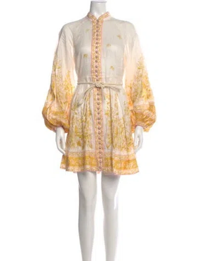 Pre-owned Zimmermann Linen Mini Dress In Neutral