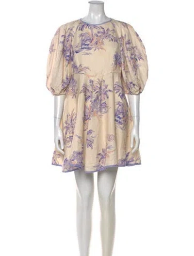Pre-owned Zimmermann Linen Mini Dress In Neutral