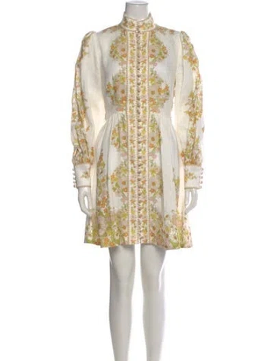 Pre-owned Zimmermann Linen Mini Dress In Neutral