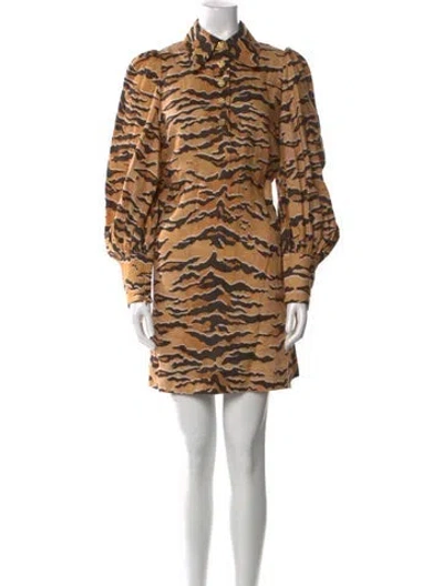 Pre-owned Zimmermann Linen Mini Dress In Neutral