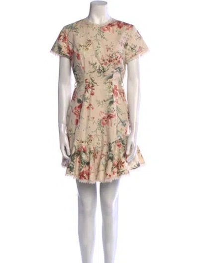 Pre-owned Zimmermann Linen Mini Dress In Neutral
