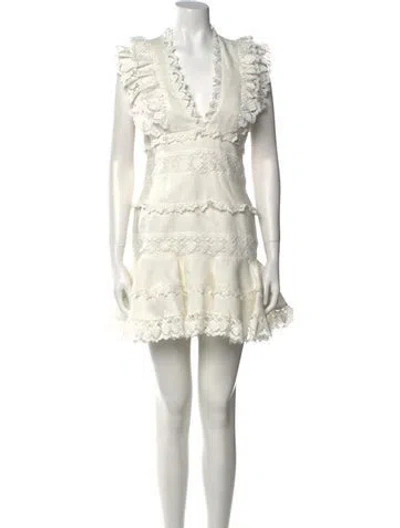 Pre-owned Zimmermann Linen Mini Dress In Neutral