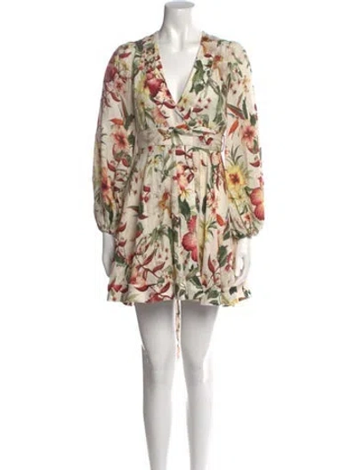 Pre-owned Zimmermann Linen Mini Dress In Neutral