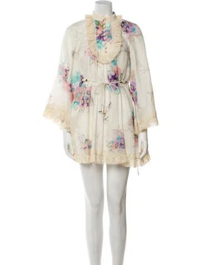 Pre-owned Zimmermann Linen Mini Dress In Neutral
