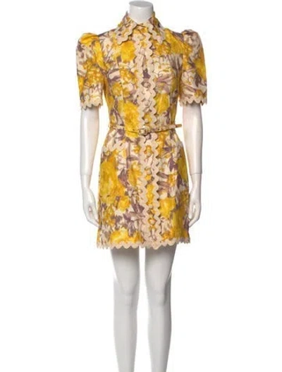 Pre-owned Zimmermann Linen Mini Dress In Neutral