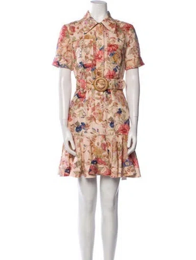 Pre-owned Zimmermann Linen Mini Dress In Neutral