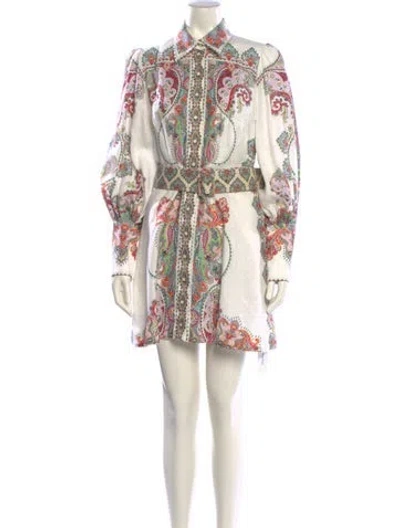 Pre-owned Zimmermann Linen Mini Dress In Neutral