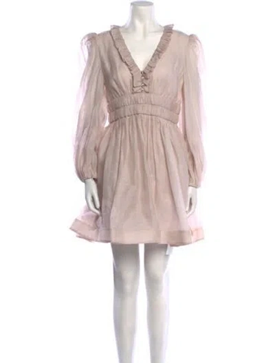 Pre-owned Zimmermann Linen Mini Dress In Neutral