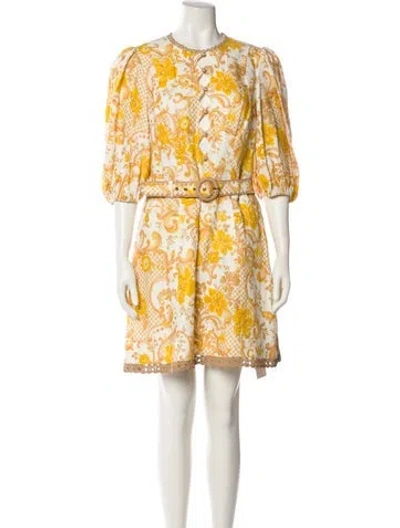 Pre-owned Zimmermann Linen Mini Dress In Neutral