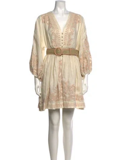 Pre-owned Zimmermann Linen Mini Dress In Neutral
