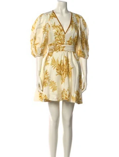 Pre-owned Zimmermann Linen Mini Dress In Neutral