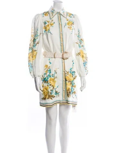 Pre-owned Zimmermann Linen Mini Dress In Neutral