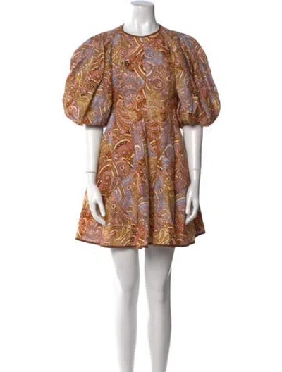 Pre-owned Zimmermann Linen Mini Dress In Neutral